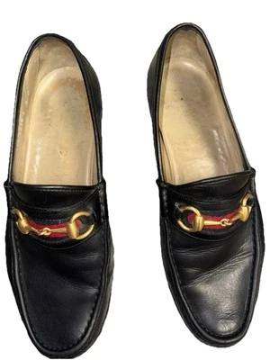 Vintage Gucci Horse Bit Black Loafers Men, Size 8D, Made In Italy, Leather - Image 1 of 4