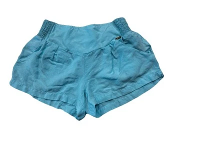 Женские мини-шорты Bebe размер S/P льняная смесь собранная в рюш талия золотистая фурнитура Y2K - Изображение 1 из 4