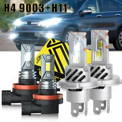 For Honda CRV CR-V 2007-2014 4pcs LED Headlight High Lo+ Fog Light Bulbs 6500K - Image 1 of 4