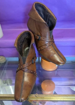 Hispanitas Strappy Leather Zip Bootie Brown Women Size 37 - Image 1 of 4