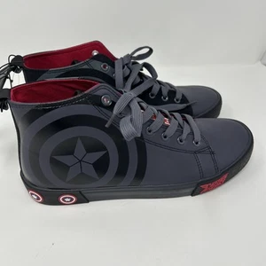 MARVEL Captain America Men’s Size 11 Hi-Top Lace Sneakers Shoes • Dark Grey - Picture 1 of 15