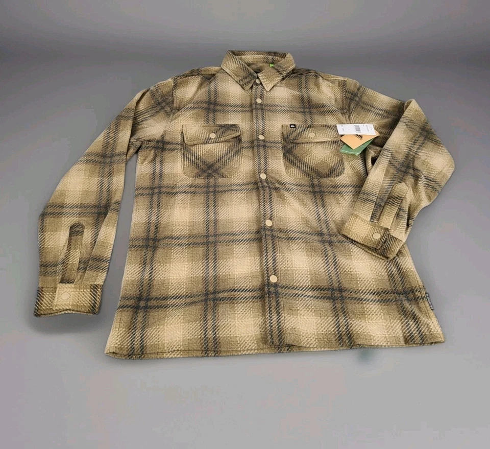 Quiksilver x «Surf Days» флисовая верхняя юбка коричневый и синий клетку паттен мужской L  - Изображение 1 из 4