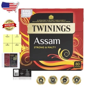 Bolsas de té Assam - sabor fuerte y poderoso, 80 bolsas selladas individualmente - Imagen 1 de 6
