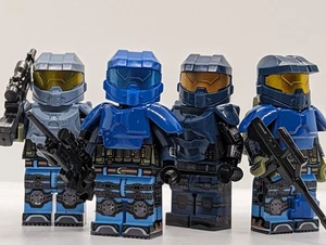 Custom Printed LEGO Minifigures (4x) Elite Military Space Ops Spartan Blue Team - Picture 1 of 17