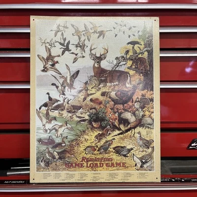 Remington Game Load Ducks Deer Turkeys Quail Pheasant Tin Metal Sign Made In USA - Image 1 of 2