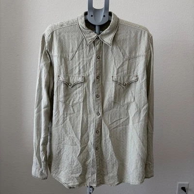 Camisa Ryan Michael XL Seda Western Botón a Presión Bolsillos Bordados Texturizados De Colección Foto 1 de 4