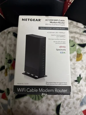 NETGEAR AC1200 WIFI Cable Modem Router C6230 Blk 802.11ac Dual Band Gigabit - Image 1 of 4