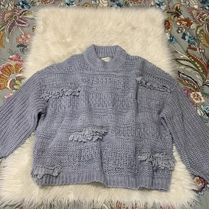 Maglione donna filo universale manica palloncino blu frange boho taglia 3X nuovo con etichette - Foto 1 di 10