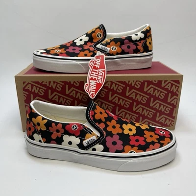 Vans Classic Slip On Flower Black Floral Skate Shoe Sneaker Women 7 / Men 5.5 US - Image 1 of 4