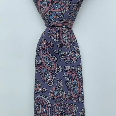 Corbata de seda para hombre GIVENCHY púrpura cachemira floral 3,25x59 trabajo hecha en EE. UU. Foto 1 de 4