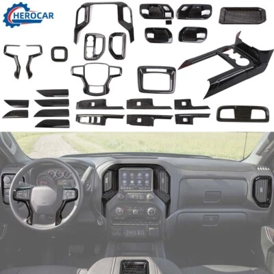 Cubierta decorativa de control central de grano de madera negra para Chevrolet Silverado 19-21 Foto 1 de 4