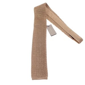 Tom Ford NWT Knitted Neck Tie in Solid Light Brown 100% Silk Made in Italy - Picture 1 of 9