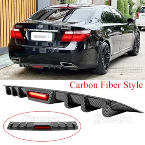 6 Fins Rear Diffuser Bumper Spoiler Lip LED Light For Lexus LS460 LS500 LS600 - Picture 1 of 12
