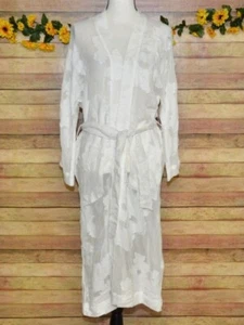 ARTIZIA WILFRED White XS Durante Long Belted Robe Lace Jacquard Floral Sexy - Picture 1 of 10