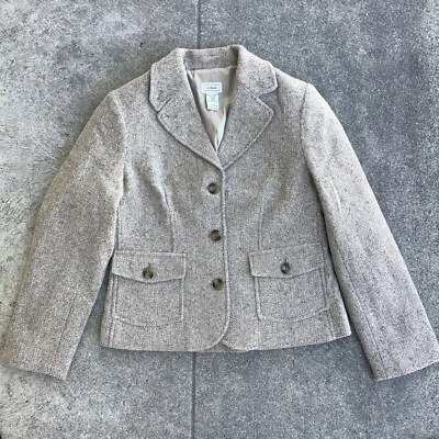 Blazer Suéter LL BEAN XS Para Mujer Mezcla Lana-Seda Gris Patrón Forrado Botón  Foto 1 de 4