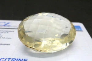 GOLDJUNGE69 * CITRIN OVAL FACETT  ZERTIFIKAT AA 64,7 ct 29x14mmm . YELLOW GOLD + - Bild 1 von 5