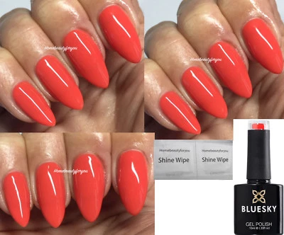 BLUESKY GEL NAIL POLISH CORAL ORANGE GRENADINE SPRING SUMMER BP13 UV LED SOAKOFF