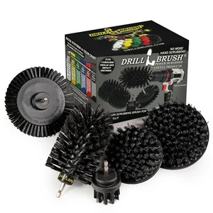 4 Piece Black Drillbrush Ultra Stiff Cleaning Brush Set - Grill Cleaning Brushes - Picture 1 of 8