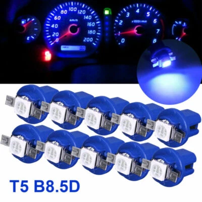 10x T5 B8.5D 5050 SMD Blue Car LED Dashboard Instrument Light Bulbs Accessories - Image 1 of 4