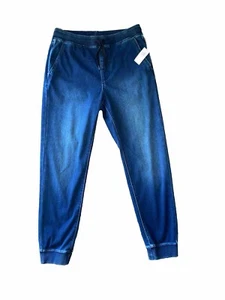 Old Navy Kids XL 14-16 Medium Denim Blue Knit Wash Joggers w/ Drawstring NEW - Picture 1 of 4
