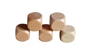 10x Wooden Plain Dice Dices Cube Cubes Blank Plain Varnished Wood Six Sided 20mm - Picture 1 of 4