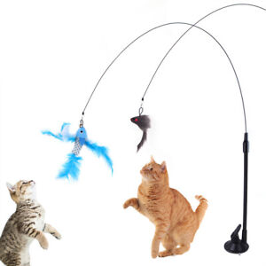 Cat Simulation Bird Interactive Toys Funny Feather Bird with Bell Cat Stick Toy