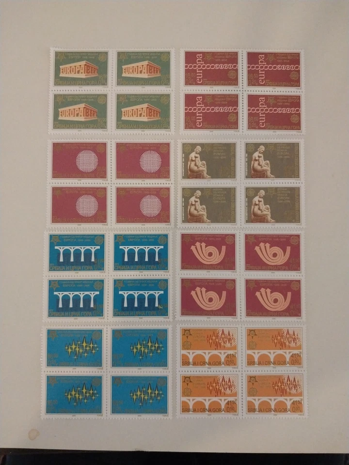 Serbia Montenegro 2005 Europa CEPT, Bridge/Statue MNH Stamps , Set Of 8 , Block - Image 1 of 1