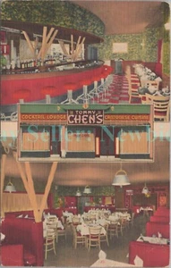 White Plains NY - TOMMY CHEN'S CHINESE RESTAURANT - Linen Postcard Advertising - Picture 1 of 2