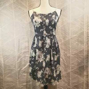 Mudd Rustic Cottagecore Boho Floral Blue Denim-like Look Dress w/ Pockets - Picture 1 of 8