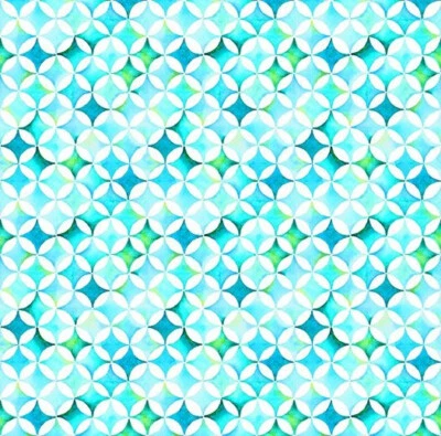ITB In the Beginning Tela Verano Brisa Azulejos Verde azulado Acuarela Geométrica Básica Foto 1 de 2