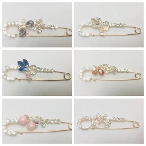 Broche de seguridad de perlas artesanales de hijab de 7,5 cm HIYAB DIAMANTE PASADOR BUFANDA PASADORES - Imagen 1 de 54