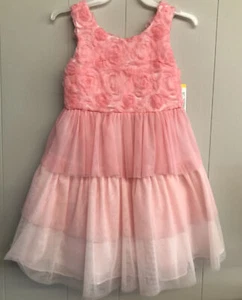 Bonnie Jean Tiered Skirt Dress. Pink With Tulle Roses. Girls Size 6. NWT. - Picture 1 of 8
