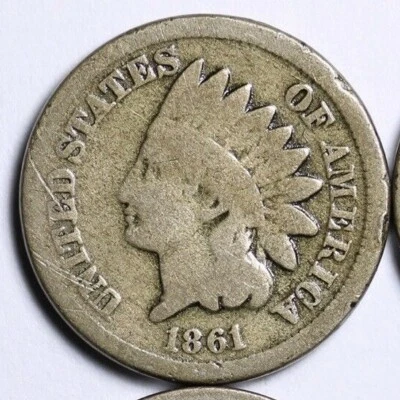 1861 CN INDIAN HEAD CENT PENNY G/VG FREE SHIPPING LOWEST PRICES ON THE BAY - Image 1 of 2