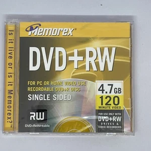 New Factory Sealed Memorex DVD+RW Single Sided 4X Disc 4.7 GB/120 Minute Video - Picture 1 of 6