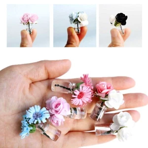 4PC Dollhouse Miniature Flowers Plants Glass Vase 1:12 Scale Decor Accessories - Picture 1 of 7
