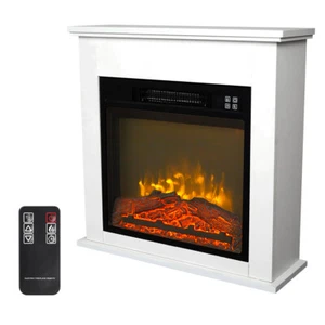 25" Electric Fireplace Freestanding Heater with Realistic Wood Flame White - Picture 1 of 12