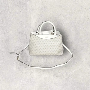 DKNY Saffiano Leather Crossbody Bag Handbag 2 Compartments white luxury Y2K - Picture 1 of 6