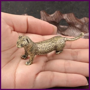 Antik Messing kleines Tee Haustier Ornamente springendes Wiesel Figuren Glück Arbeitszimmer Schreibtisch - Bild 1 von 24