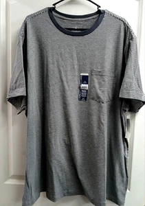 GEORGE MENS 3XL 54-56 BLACK SOOT CREW POCKET TEE SHORT SLEEVE MICROSTRIPE - Picture 1 of 4