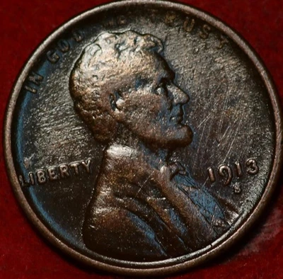 1913-S San Francisco Mint Copper Lincoln Wheat Cent - Image 1 of 2