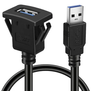 BATIGE Square Single Port USB 3.0 Panel Flush Mount Extension Cable with 6ft - Afbeelding 1 van 6