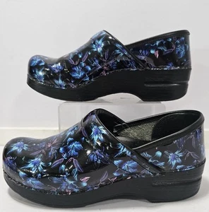Dansko Professional Clogs Womens Patent Leather Night Bloom Comfort Shoes 37 7 - Picture 1 of 17