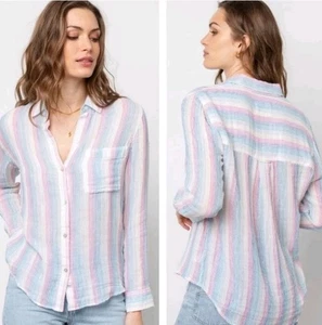 Rails Ellis Button Down Iris Rainbow Stripe Gauzy Cotton Shirt Size XXL - Bild 1 von 12