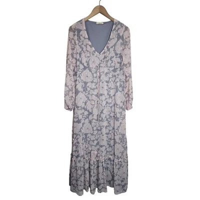 Maxi Vestido Love Stitch Para Mujer Mediano Floral Boho Manga Larga Rosa Púrpura Foto 1 de 4