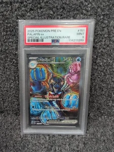 2025 POKEMON PRE EN-PRISMATIC EVOLUTIONS #151 PALAFIN EX PSA 9 - Picture 1 of 2