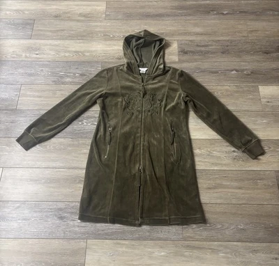 Chaqueta CAbi Talla S #406 Oliva Cremallera Túnica Terciopelo Pista Bordada Y2K Foto 1 de 4