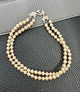 Antique Infant Double Strand Cream Faux Pearls Knotted Child Youth 11” Long - Picture 1 of 6