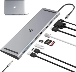 BIGBIG WON Docking Station USB C, 13 in 1 Triple Display USB C Hub!!!OHNE OVP!!! - Afbeelding 1 van 6