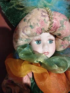 Vintage Harlequin 90s Jester Doll Porcelain Baby Doll Limited Edition Italn - Picture 1 of 4
