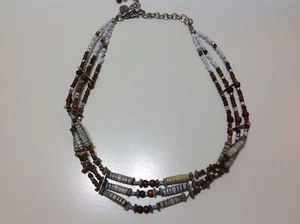 Grandma's Jewelry ~ Vintage Multi Strand Beaded Choker Necklace 17" "VJ"? - Picture 1 of 2